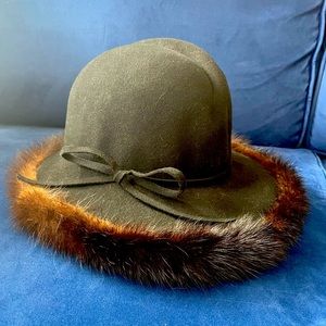 Vintage Black Mink Lined Doeskin Felt Hat